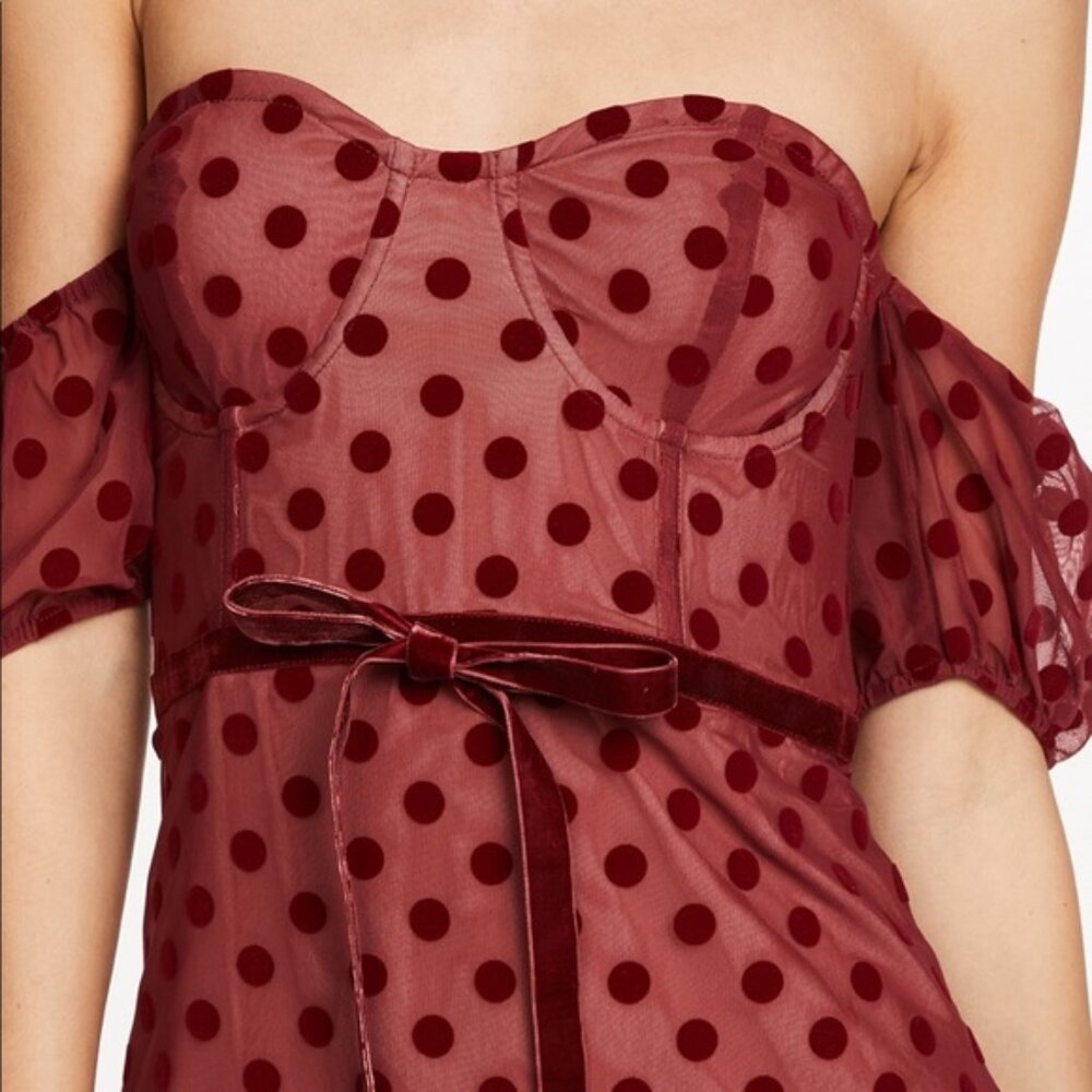 For Love and Lemons Dotty Strapless Dress (red) - Picture 2 of 6